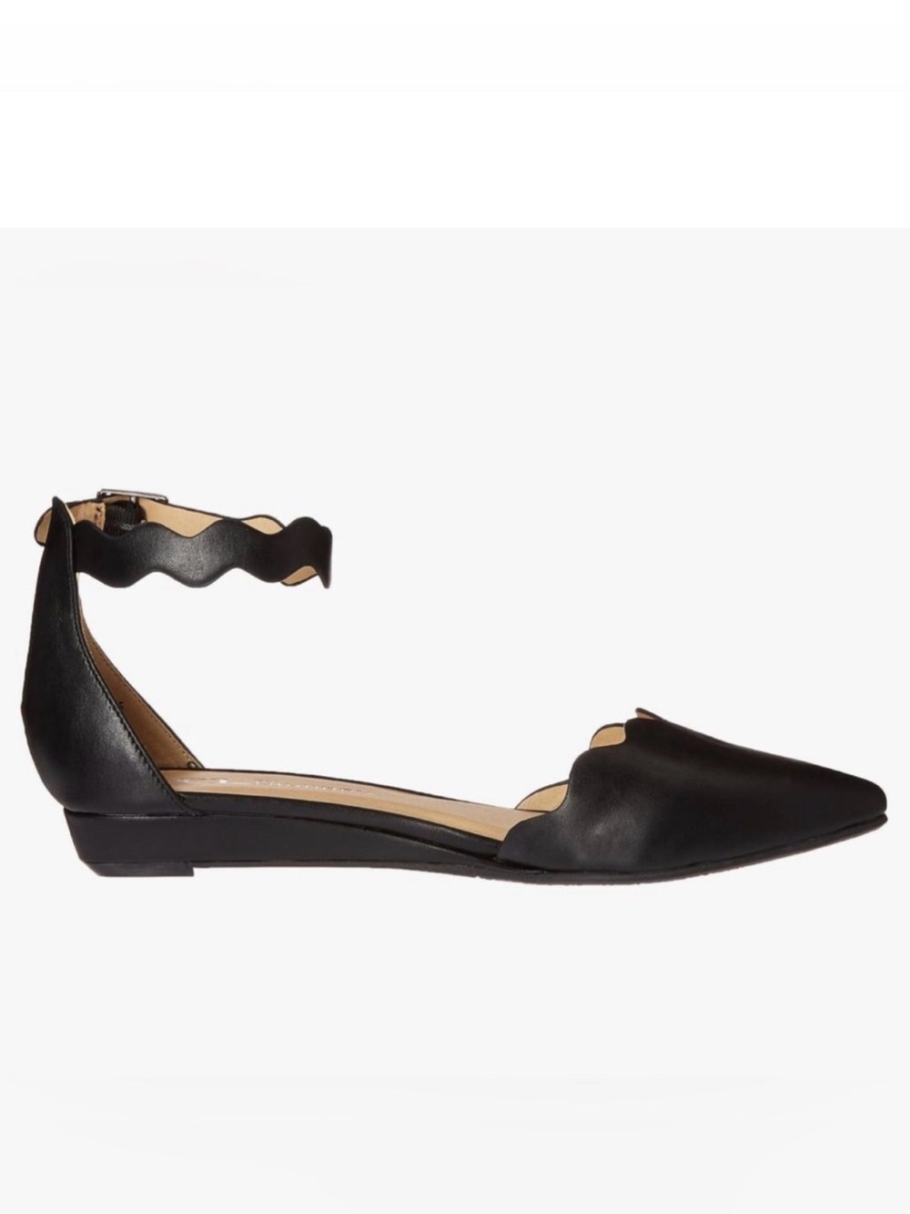 CL by Laundry Studio Pointed Toe Sliver Wedge Black Minimalist D’orsay Pump SZ 9